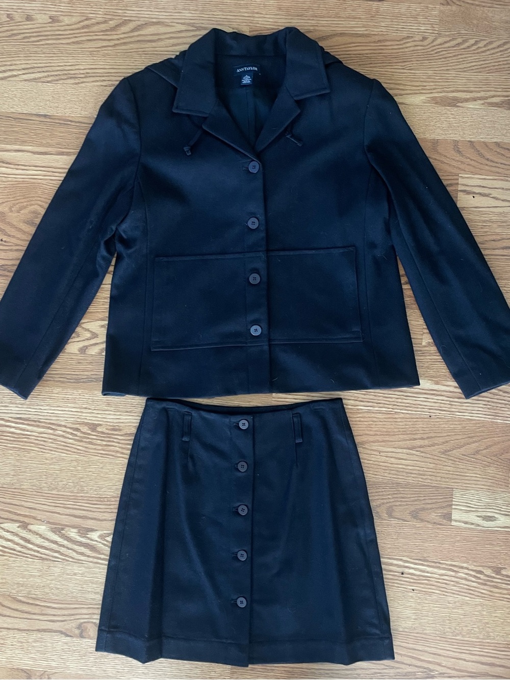 Vintage Ann Taylor 75% Wool Hooded Skirt Suit Set L / 8